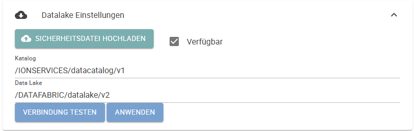 Datalake Einstellungen